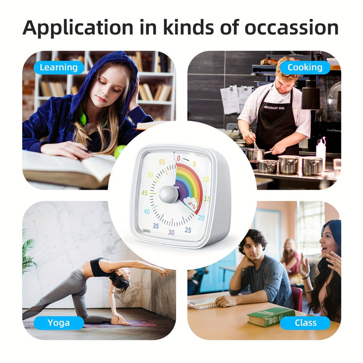 Rainbow Time Management Timer – Visuell 60-minutters nedtellingsur for studie, arbeid og hjem | Luvikno