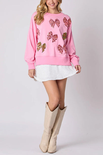 Luvik | Joulukaari Paljetit Rentou Freizeit Pitkähiha T-paita