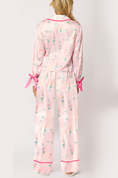 Luvik | Joulu Tulostettu Sametti Nauhoitus Pitkähihainen Pusero ja Elastinen Vyötärön Leveys Housu Setti