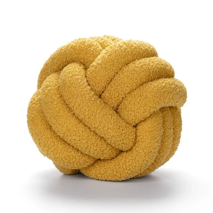 Dekorativ Knyttet Teddy Ball Myk Pute - 100% Ull, Rund | Luvikno