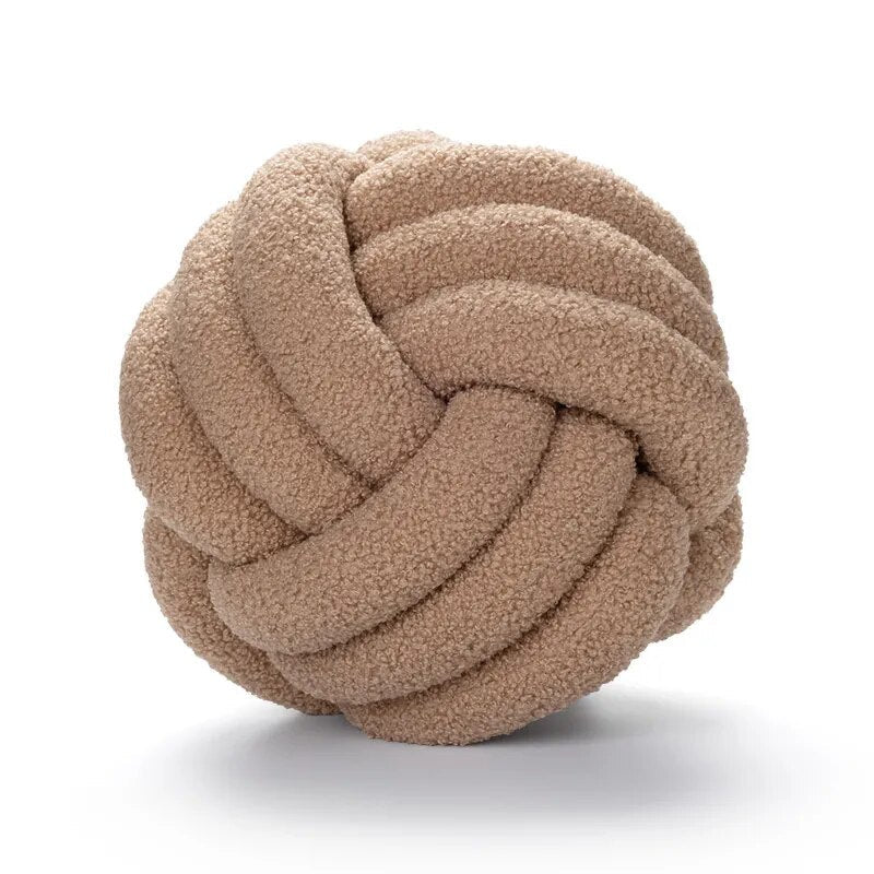 Dekorativ Knyttet Teddy Ball Myk Pute - 100% Ull, Rund | Luvikno