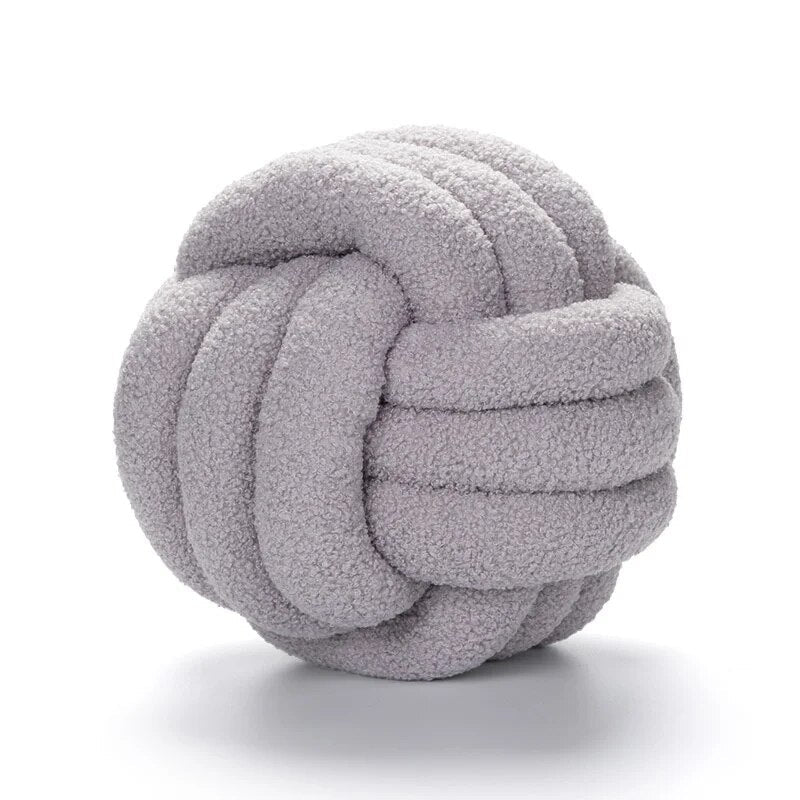 Dekorativ Knyttet Teddy Ball Myk Pute - 100% Ull, Rund | Luvikno
