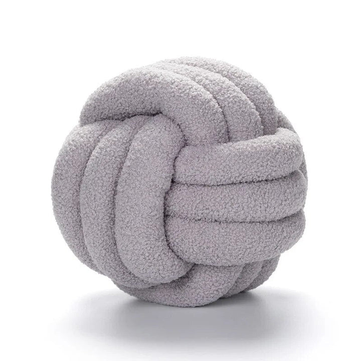 Dekorativ Knyttet Teddy Ball Myk Pute - 100% Ull, Rund | Luvikno
