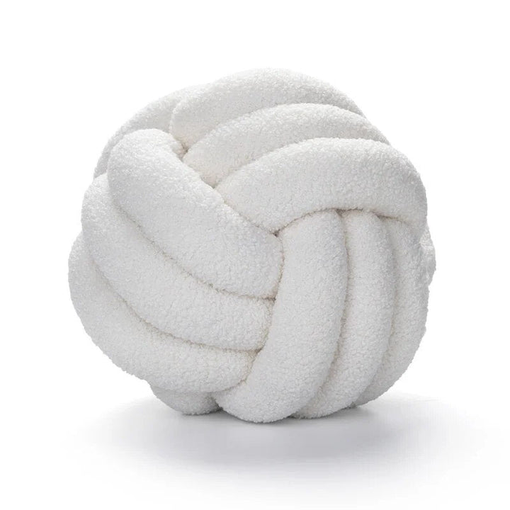 Dekorativ Knyttet Teddy Ball Myk Pute - 100% Ull, Rund | Luvikno