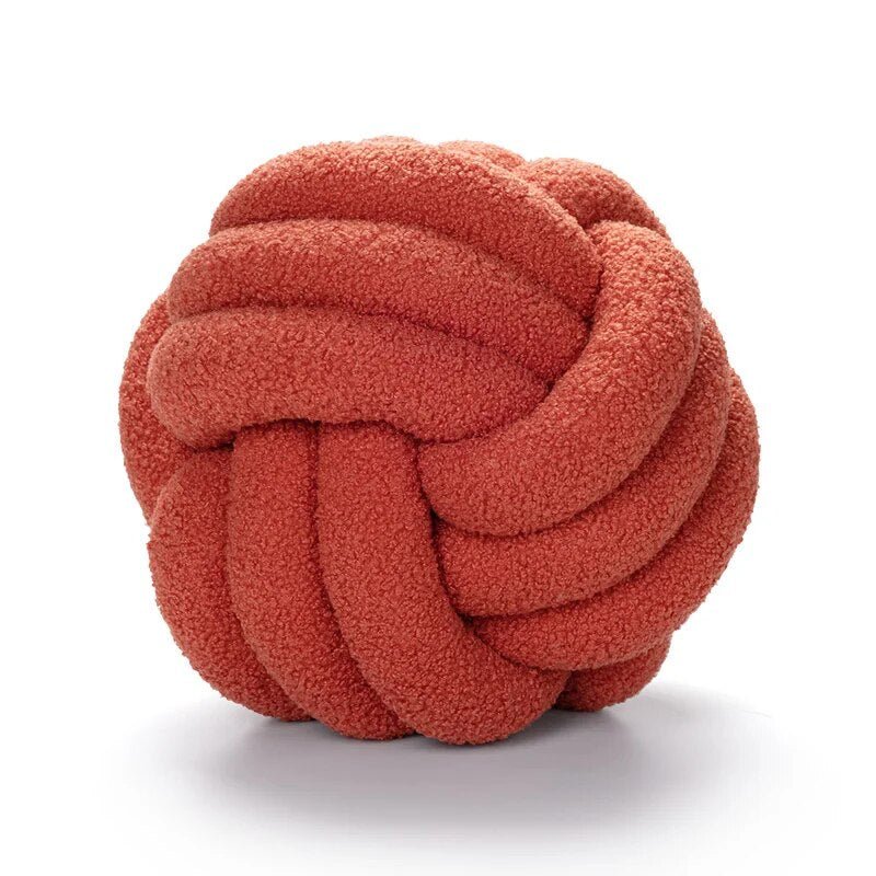 Dekorativ Knyttet Teddy Ball Myk Pute - 100% Ull, Rund | Luvikno