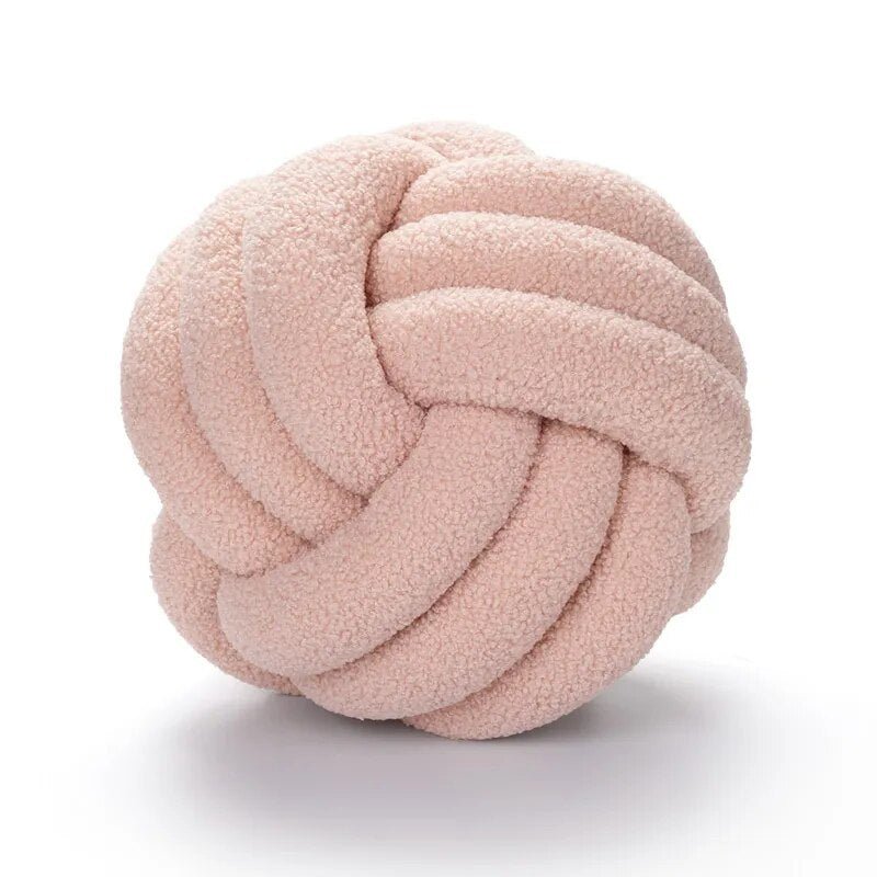 Dekorativ Knyttet Teddy Ball Myk Pute - 100% Ull, Rund | Luvikno