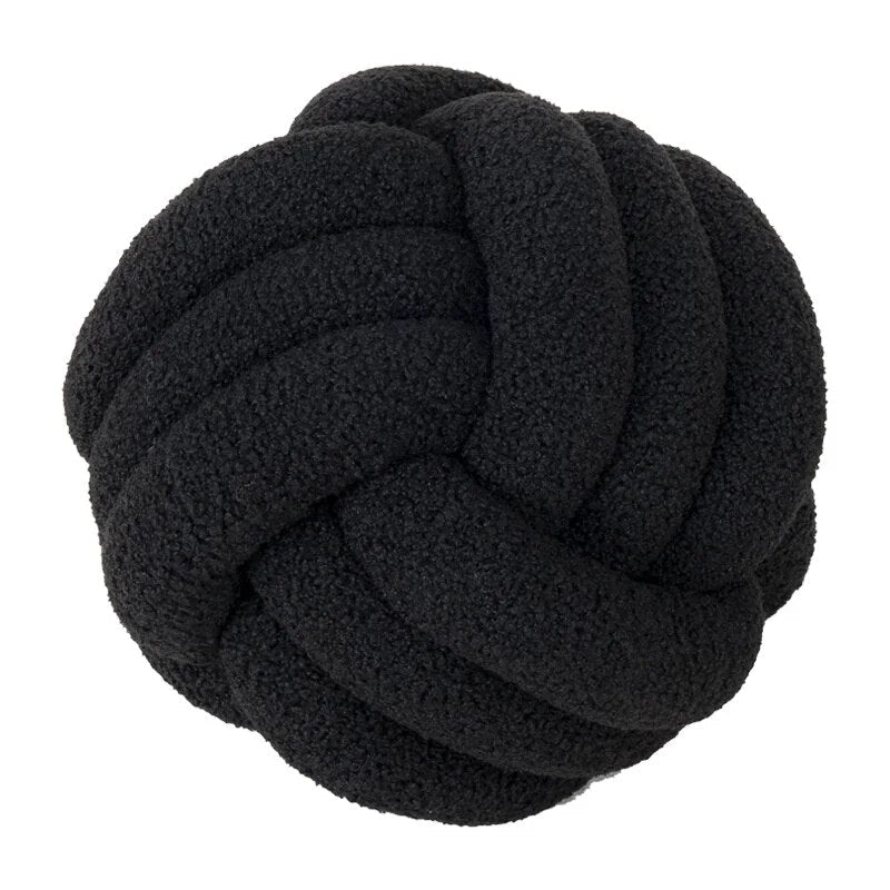 Dekorativ Knyttet Teddy Ball Myk Pute - 100% Ull, Rund | Luvikno