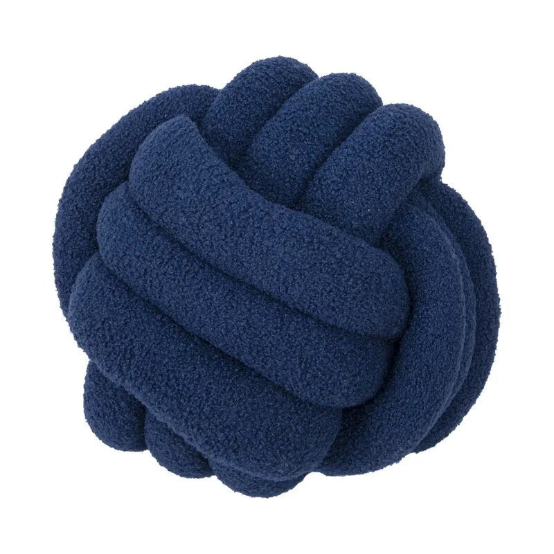Dekorativ Knyttet Teddy Ball Myk Pute - 100% Ull, Rund | Luvikno