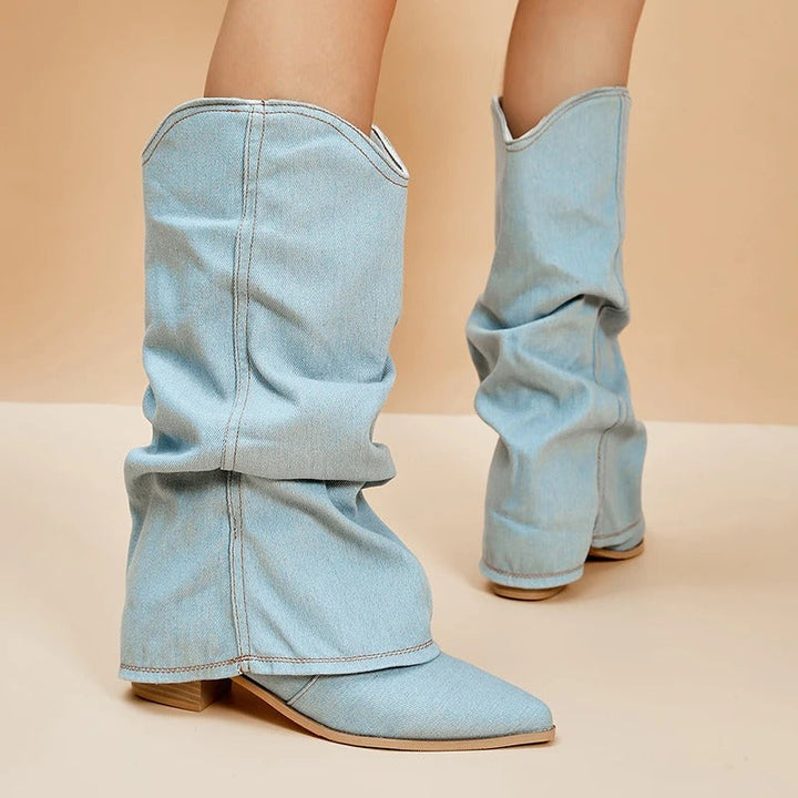 Luvik | Block Heels Naisten Denim saappaat
