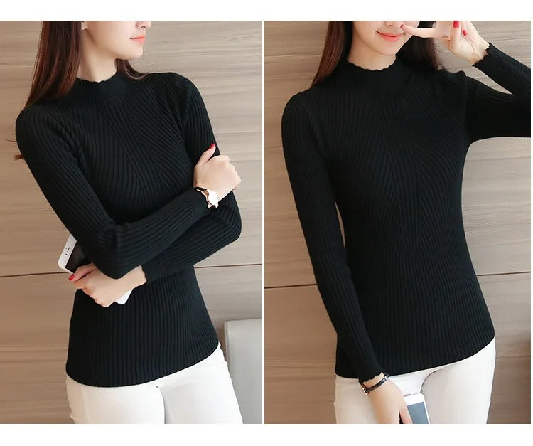 Luvik | Naisten Ruffle Neck neulepusero