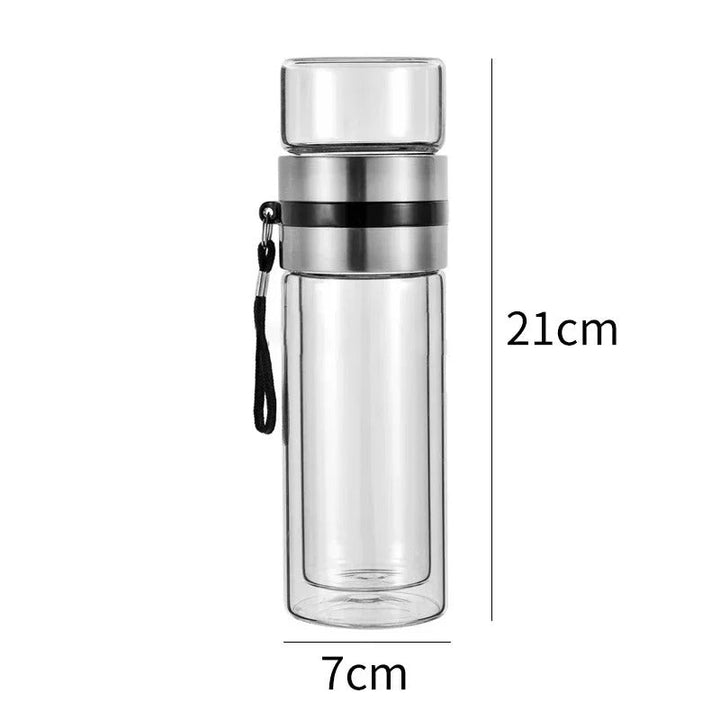 Termosflaske med tefilter – Glass & tre – Dobbeltvegg – 500 ml – KlarTherm | Luvikno