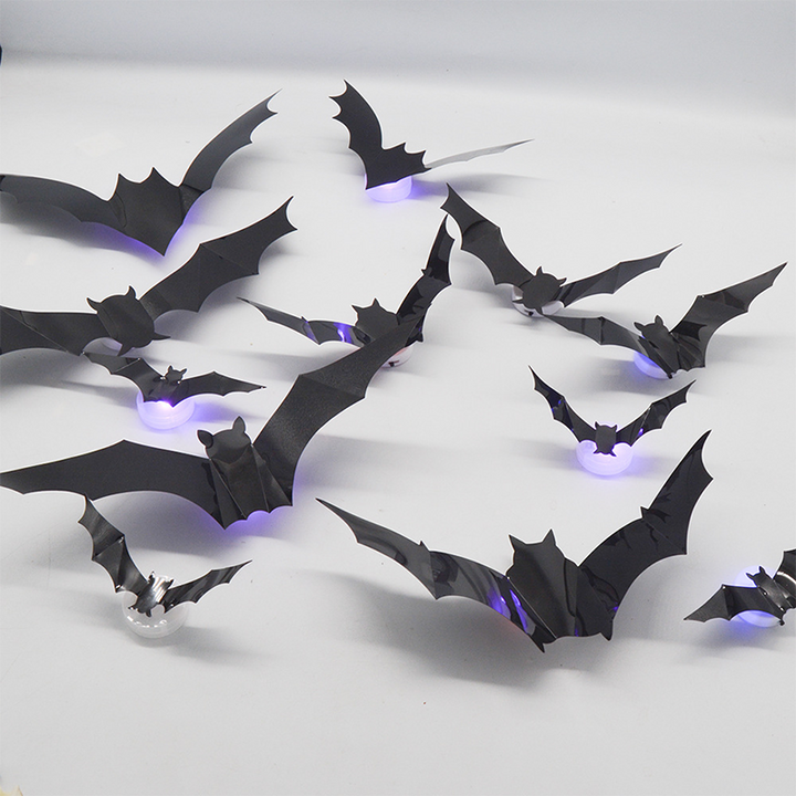 Luvikno | 3D Flaggermus LED Veggdekor — Gjør hjemmet ditt til den skumleste Halloween-scenen med livaktige flygende illusjoner!