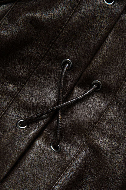 Luvik | Nahkavyö edessä päällekkäinen takki