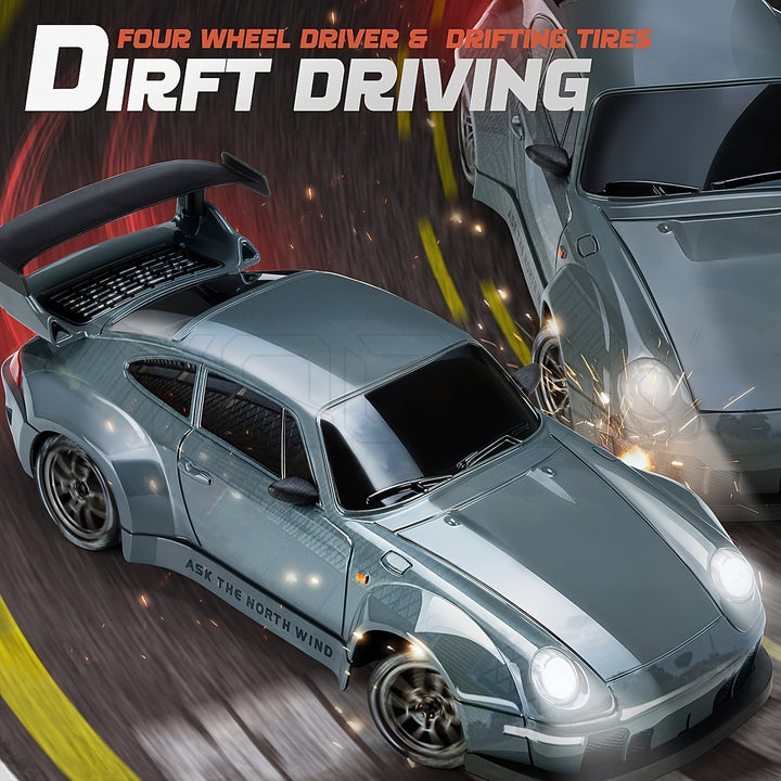 Luvikno | Ultimate 1:24 RC Driftcar med LED-hjul – Oppladbar 4WD racing leketøy