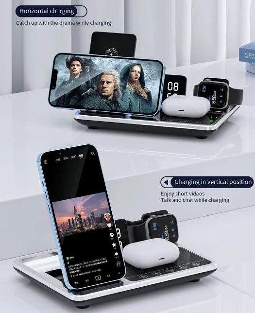 Luvikno | EasyCharge - 4-i-1 Trådløs Laderstasjon for iPhone, Apple Watch og AirPods - Rask og Effektiv Lader