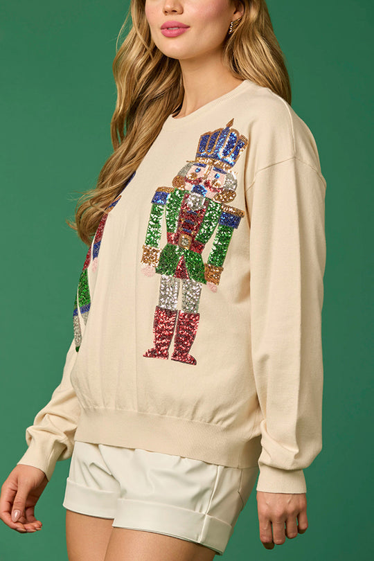 Luvik | JuleSoldat Glitrende Mote Løs Sweatshirt