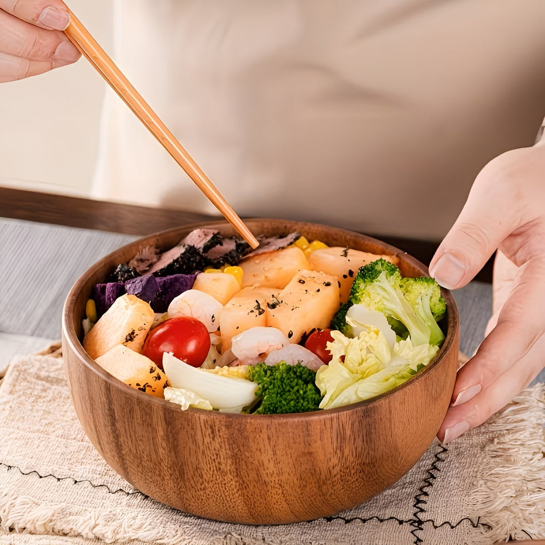 Sett med tre tre servingskåler (4-delt) – Gjenbrukbar og håndlaget | Perfekt for salat, suppe, ris og ramen | Luvikno