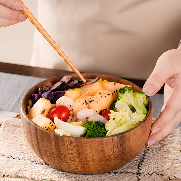 Sett med tre tre servingskåler (4-delt) – Gjenbrukbar og håndlaget | Perfekt for salat, suppe, ris og ramen | Luvikno