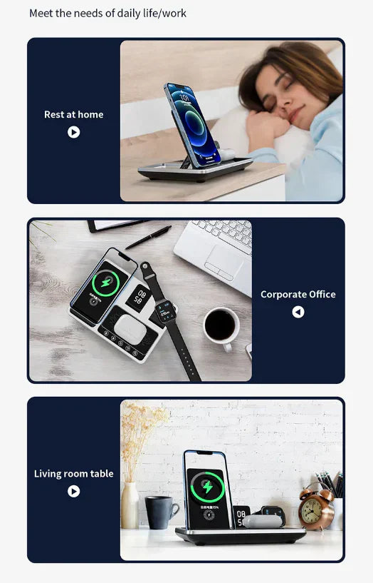 Luvikno | EasyCharge - 4-i-1 Trådløs Laderstasjon for iPhone, Apple Watch og AirPods - Rask og Effektiv Lader