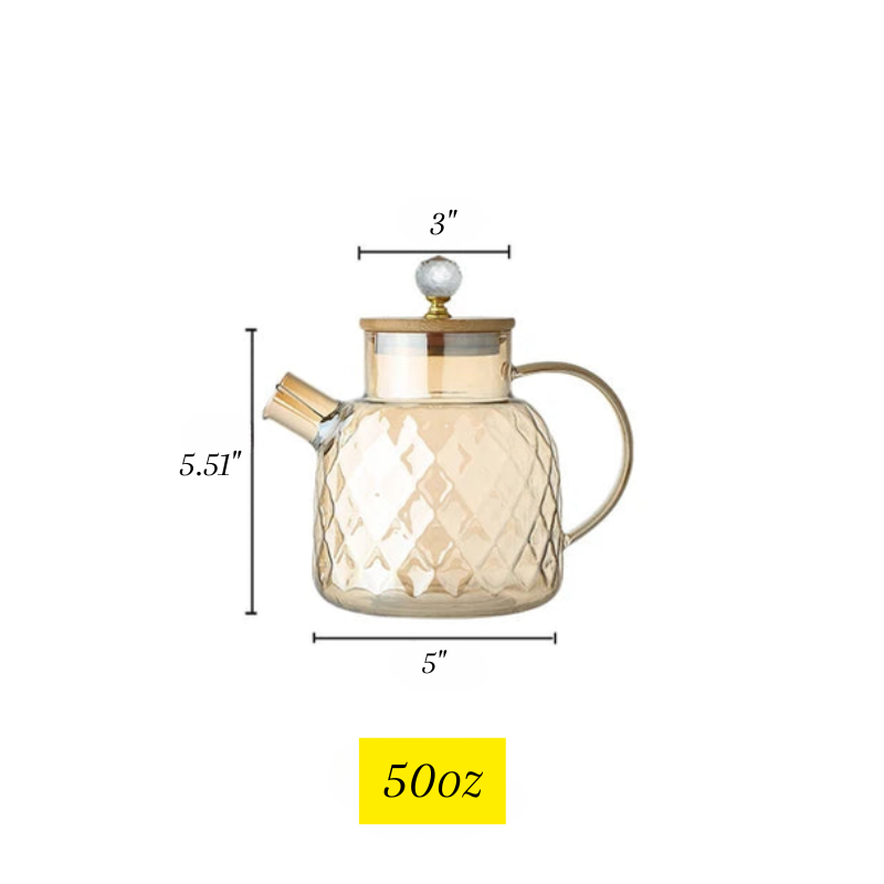 Diamond Texture Surface Glass Kettle Varmeresistent Tykk Glass | Luvikno
