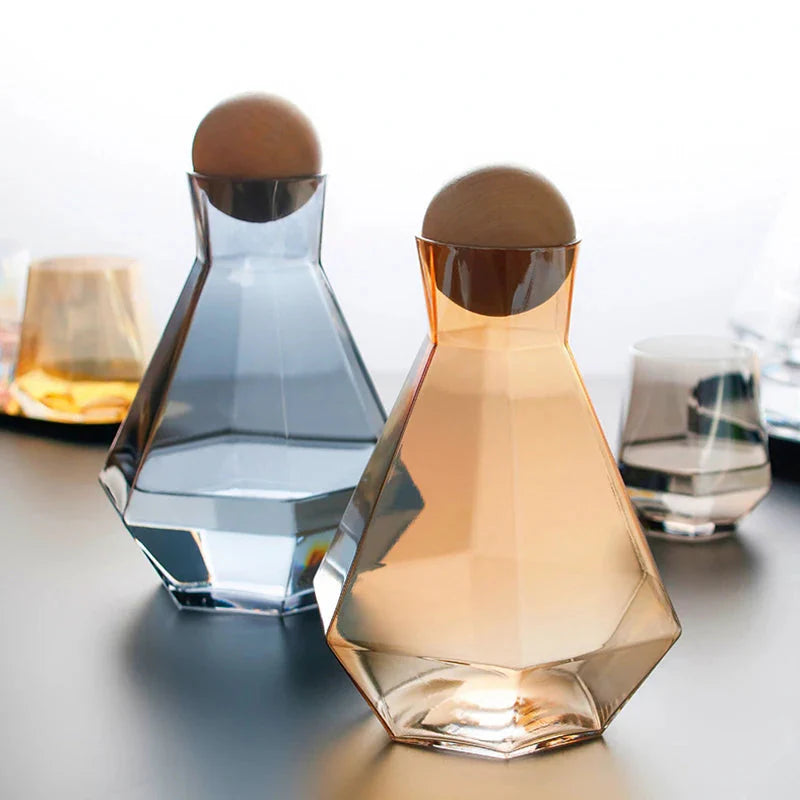 Diamond Type Glass Water Bottle Pitcher Drinkware Creative Drinkware | Luvikno