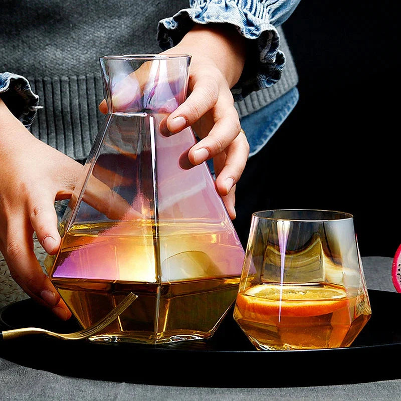 Diamond Type Glass Water Bottle Pitcher Drinkware Creative Drinkware | Luvikno