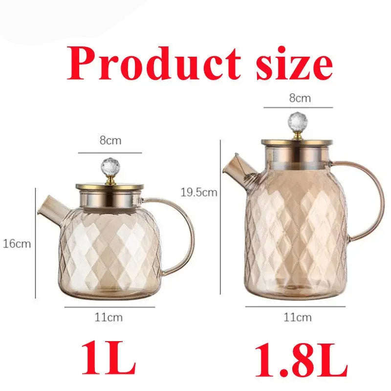Diamond Type Glass Water Kettle Creative Glass Kettle Bottle | Luvikno