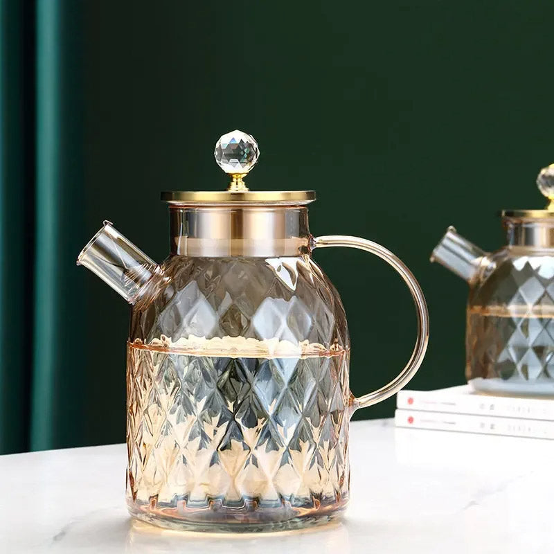 Diamond Type Glass Water Kettle Creative Glass Kettle Bottle | Luvikno