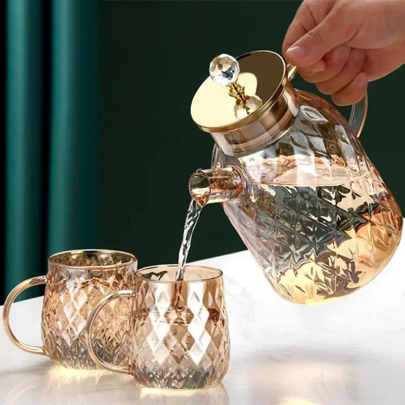 Diamond Type Glass Water Kettle Creative Glass Kettle Bottle | Luvikno