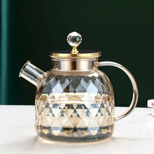 Diamond Type Glass Water Kettle Creative Glass Kettle Bottle | Luvikno