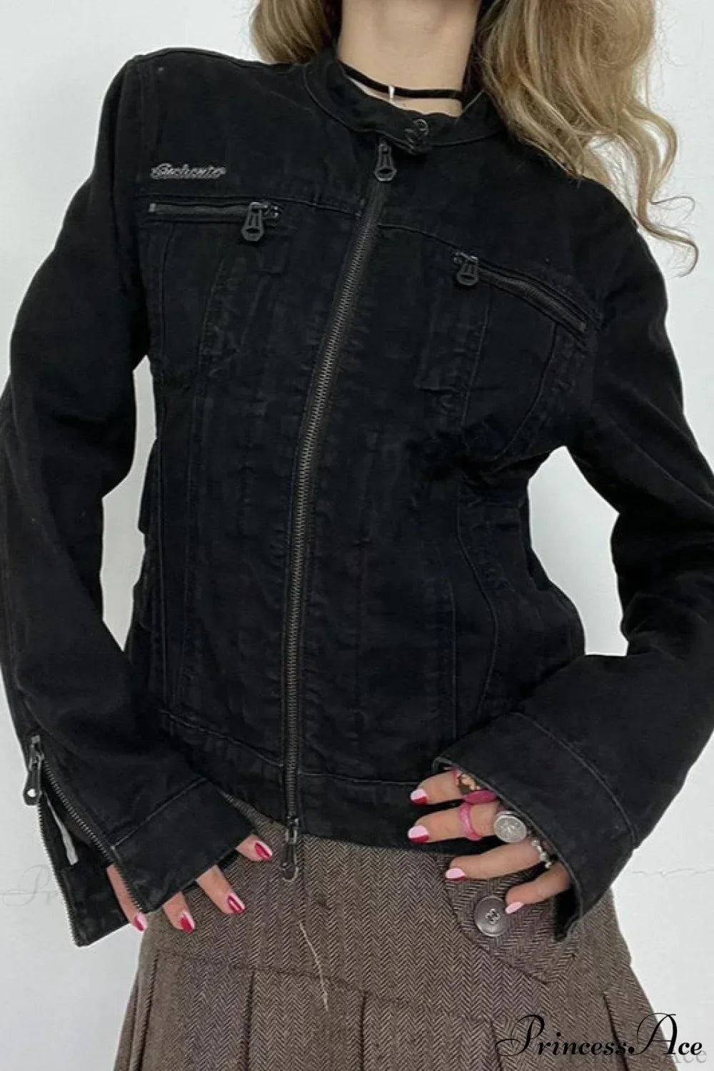 Luvik | Svart Denim Retro Fritids Langermet Jakke