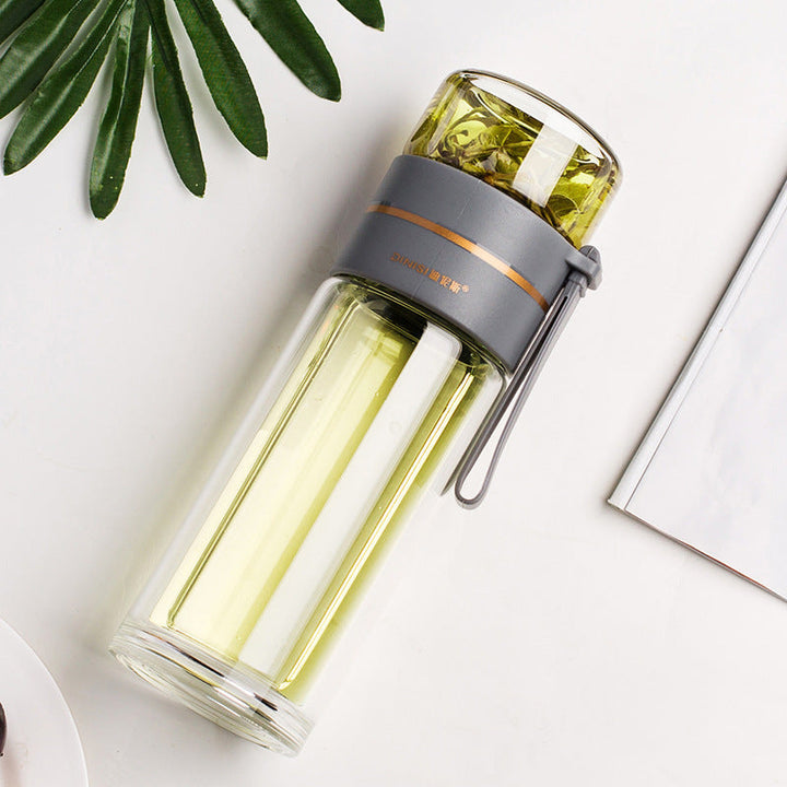 Luvikno | Dobbeltveggs Glassvannflaske med Te Filter - PureBrew