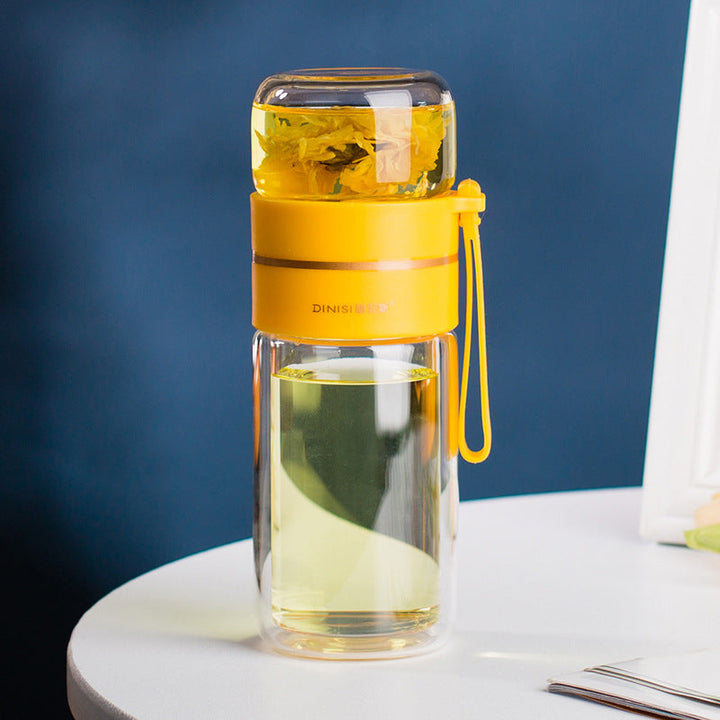 Luvikno | Dobbeltveggs Glassvannflaske med Te Filter - PureBrew