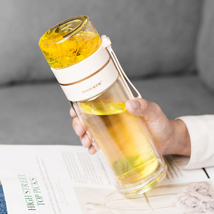 Luvikno | Dobbeltveggs Glassvannflaske med Te Filter - PureBrew