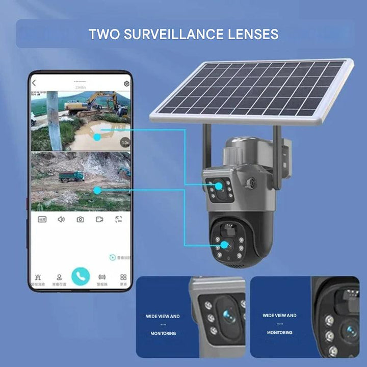 DualGuard Solar 4K – Trådløs 4K sikkerhetskamera med solcellepanel og 4G | Luvikno