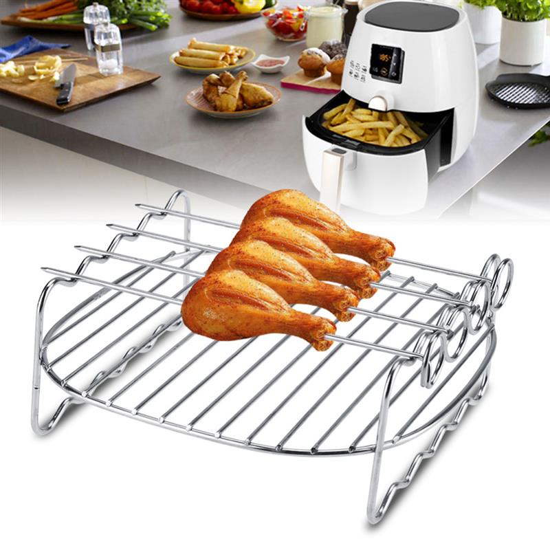 Dobbeltlaget rustfritt stål spyd grillstativ BBQ brett | Luvikno