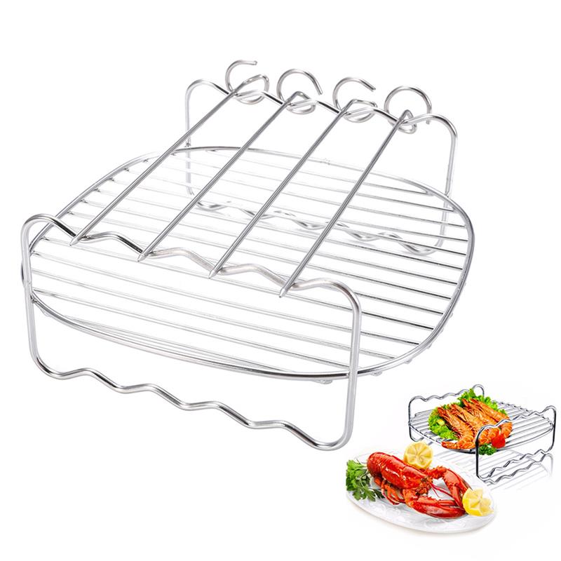Dobbeltlaget rustfritt stål spyd grillstativ BBQ brett | Luvikno
