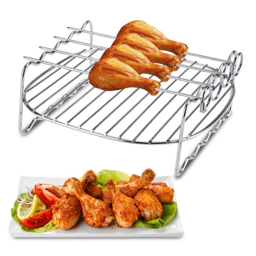 Dobbeltlagd rustfritt stål spyd grillstativ BBQ brett | Luvikno