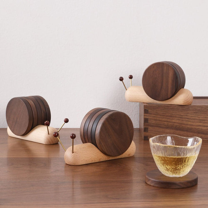 Luvikno | Snail coaster sett - Unik sjarm - Pynt kaffer pauser - Elegant og funksjonell