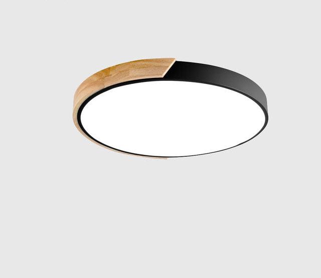 Minimalistisk Rund LED Taklampe med Tredekor – Moderne Design, Dimbar | Luvikno