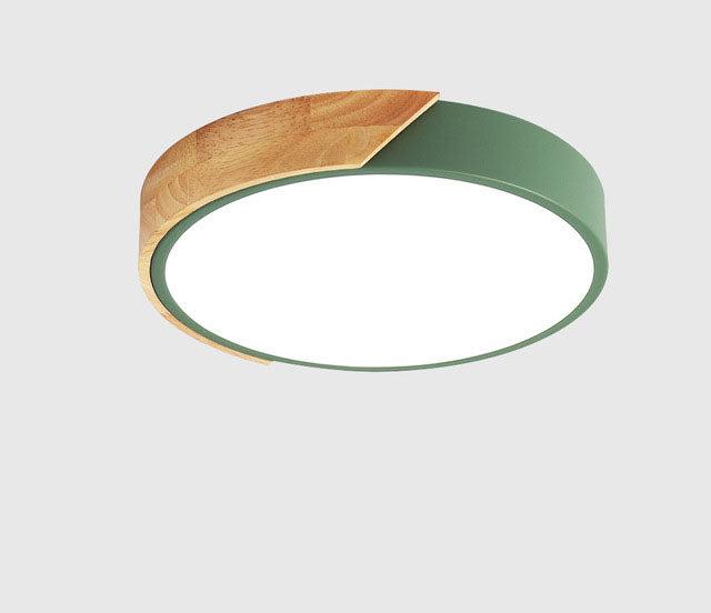 Minimalistisk Rund LED Taklampe med Tredekor – Moderne Design, Dimbar | Luvikno