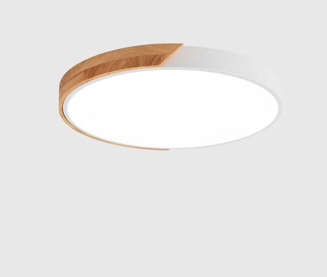 Minimalistisk Rund LED Taklampe med Tredekor – Moderne Design, Dimbar | Luvikno