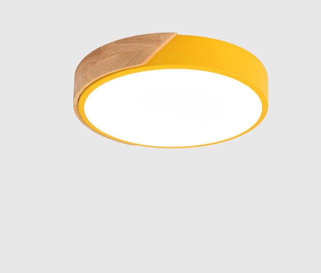 Minimalistisk Rund LED Taklampe med Tredekor – Moderne Design, Dimbar | Luvikno
