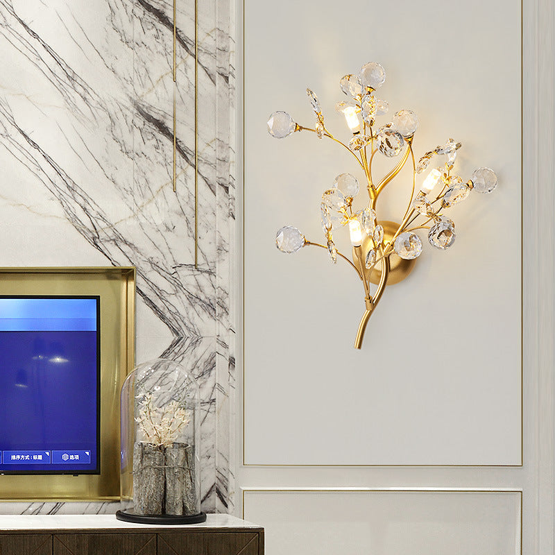 Moderne Blomster Vegglampe laget av Krystall – Elegant Veggbelysning for Oppholdsrom | Luvikno