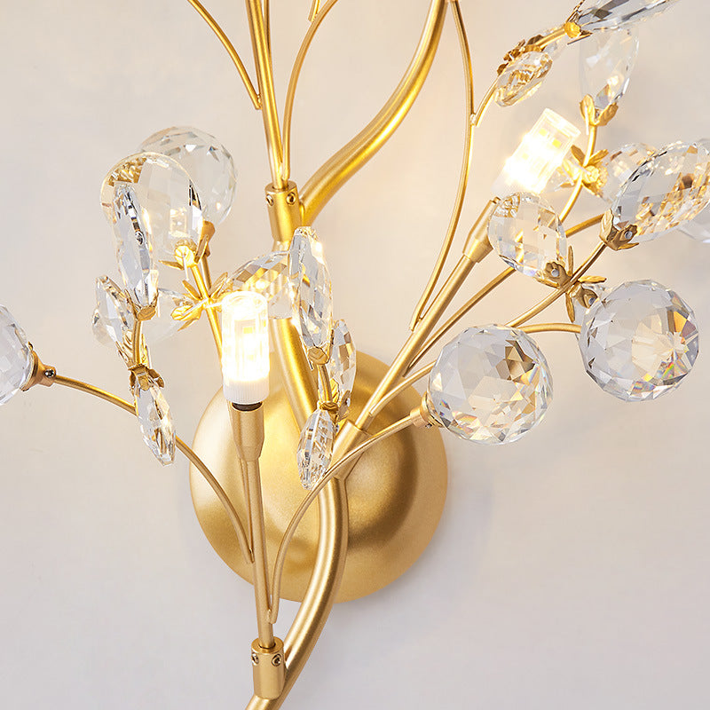 Moderne Blomster Vegglampe laget av Krystall – Elegant Veggbelysning for Oppholdsrom | Luvikno