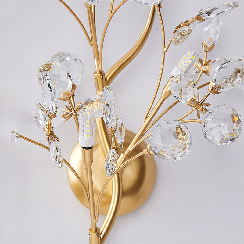 Moderne Blomster Vegglampe laget av Krystall – Elegant Veggbelysning for Oppholdsrom | Luvikno