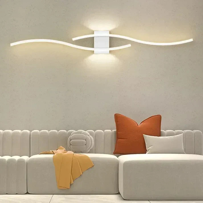 Luvikno | Lumivora Wave LED Vegglampe | Moderne Bølge Design | Energisparende & Stilig | 60×15 cm | Varm, Blendingfri Lys
