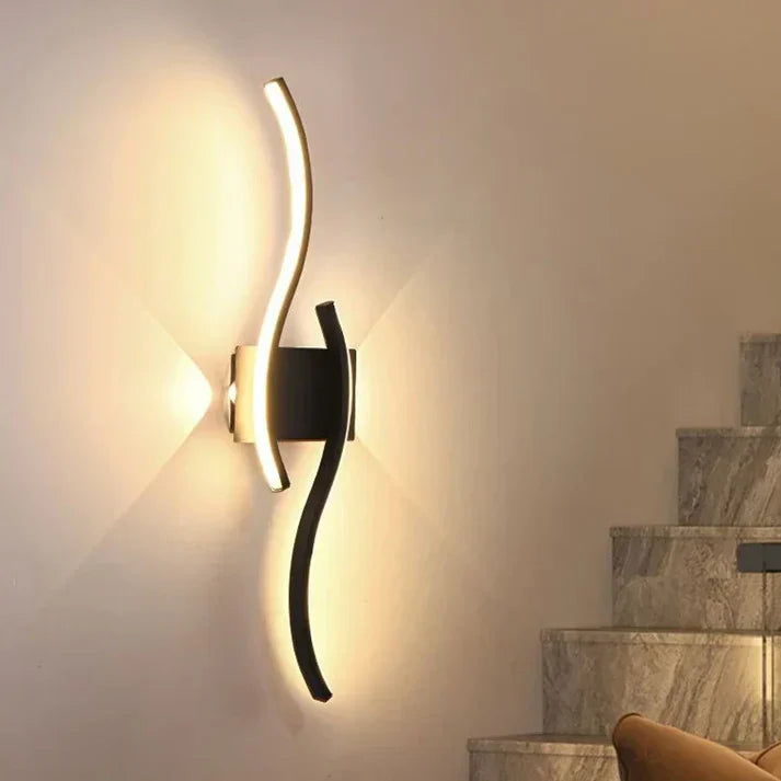 Luvikno | Lumivora Wave LED Vegglampe | Moderne Bølge Design | Energisparende & Stilig | 60×15 cm | Varm, Blendingfri Lys