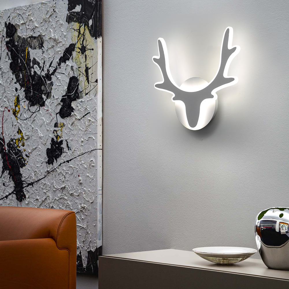 Vegglampe i skandinavisk stil med elghorn-dekorasjon, moderne LED-belysning | Luvikno