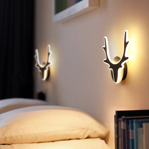 Vegglampe i skandinavisk stil med elghorn-dekorasjon, moderne LED-belysning | Luvikno